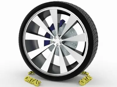 ORTAS CAR WHEEL RIM 78 GAME READY WHEEL RIM TIRE 3D model