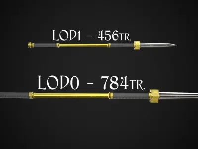 Spear and Glaive A4 Low-poly 3D model