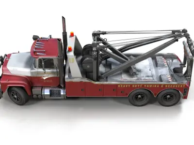 Vintage heavy wrecker Low-poly 3D model