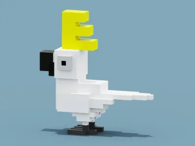 Voxel Cockatoo Low-poly 3D model