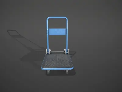 Folding Platform Truck Trolley - Blue Low-poly 3D model