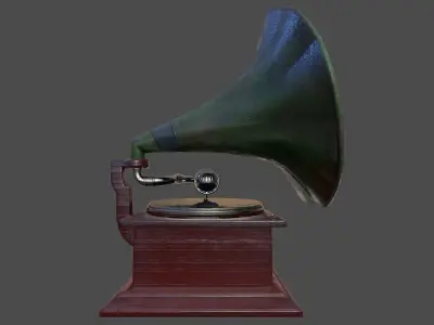 Phonograph - Low Poly old gramophone Low-poly 3D model