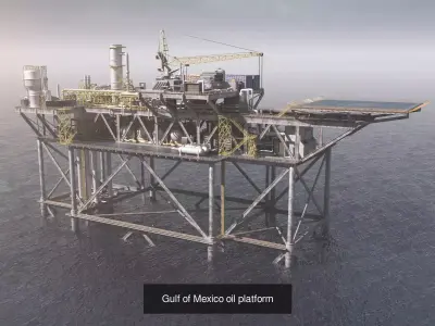 Four oilRig 3D Model Pack