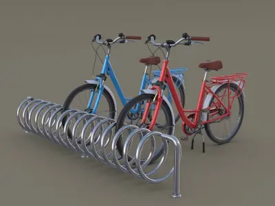 Bike Stand with Bikes 3D model