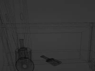 wooden boards paint and two brushes 3D model