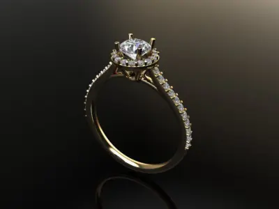 Diamond Halo Engagement Ring 3D print model