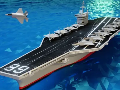 USS Nimitz Lowpoly Isometric  Low-poly 3D model