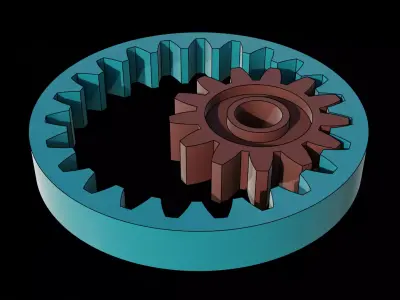 Animated Gears 4 3D model