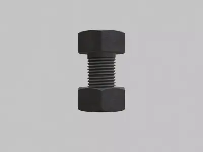 M5 Hex Bolts and Nuts with Rusty Iron Texture Fine Threads 3D model