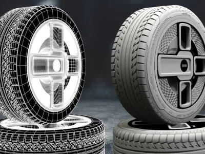 mini small yellow car tyre 3D model