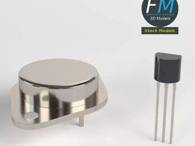 Transistors electronic component and circuit board Low-poly 3D model
