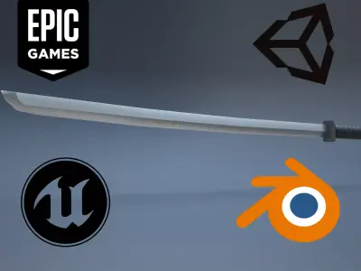 Deadpool katana Low-poly 3D model