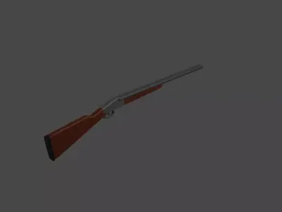 Lowpoly double-barrel shotgun Low-poly 3D model
