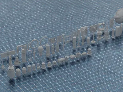 450 PART SCIFI KITBASH Low-poly 3D model