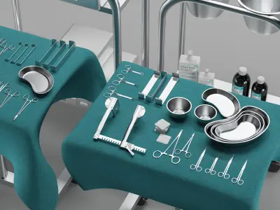 Surgical Instruments 3D Model Low-poly 3D model