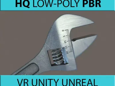 adjustable wrench Low-poly 3D model buy