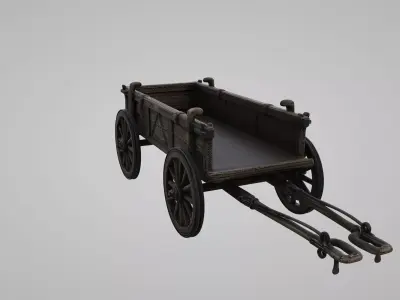  Medieval Viking horse-drawn chariot 3D model Low-poly 3D model