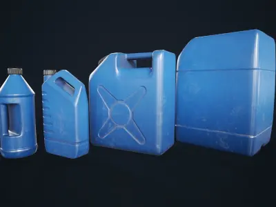  Plastic canisters Low-poly 3D model
