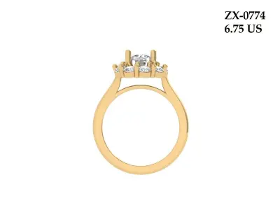Solitaire Engagement Ring 3D print model 83
