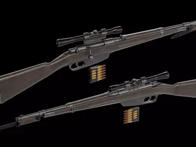 Carcano Model 1938 short rifle Low-poly 3D model