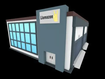 Lowpoly warehouse office building Low-poly 3D model