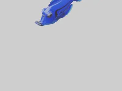 Blue Tang Fish statue model Low-poly 3D model