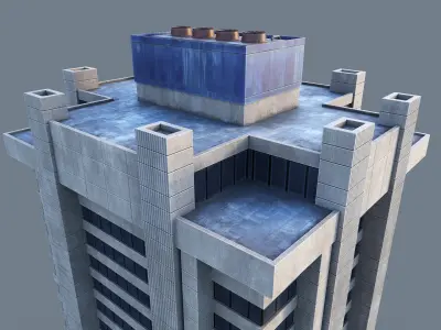 Modern Business Center Low-poly 3D model