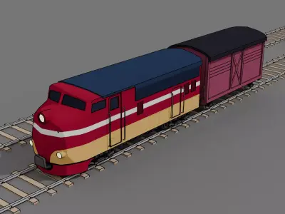Stylized Train Pack - Toon Outline Low-poly 3D model