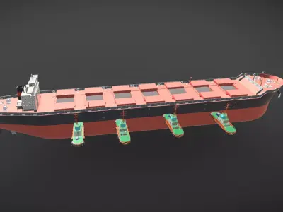 Towing Ship Pushing Cargo Ship Animation 3D model