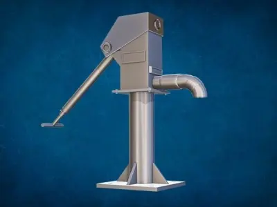 handpumb metal water pump Low-poly 3D model