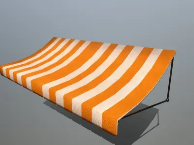 awning orange and striped lamp shade Low-poly 3D model