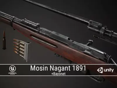 PBR Soviet Mosin Nagant 1891 Low-poly 3D model