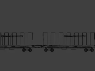 Pack 3 lot wagon ressource Low-poly 3D model