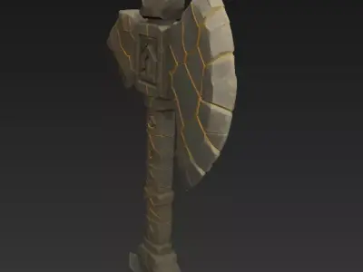 Stone Rune Axe - Stylized Fantasy Weapon 3D model