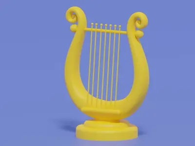 Cartoon Golden Harp 3D model