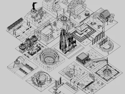 Landmarks of the world S part 2 to T Low-poly 3D model