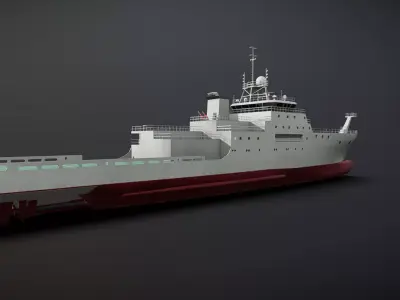 scientific research ship Low-poly 3D model