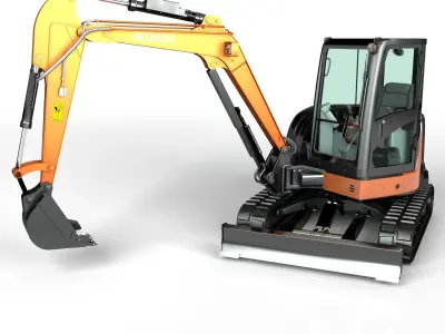 Rigged Hitachi Zaxis 55U - ZX55U Hydraulic Excavator 3D model