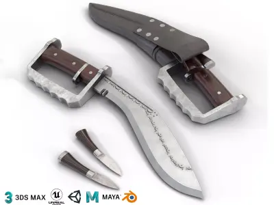 Gurkha kukri Low-poly 3D model