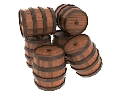 Wooden wine barrel Low-poly 3D model buy
