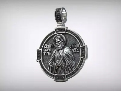 Saint Seraphim of Sarov Antique Relief Medallion 3D print model
