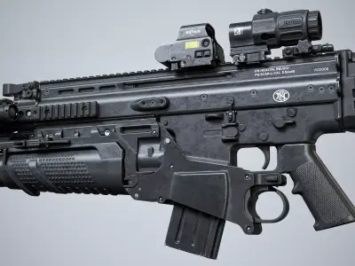 Modular tactical MK 16 FN SCAR-L Low-poly 3D model