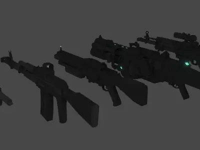 Futuristic Guns Low Poly Pack Low-poly 3D model