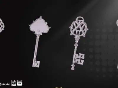 20 Traditional key Low-poly 3D model