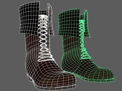 Oldstyle worn boots with lacet 3D model