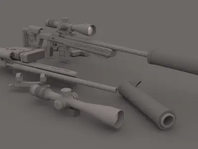 sniper 3d model rifle and accessories 3D model