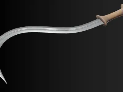 Shotel curved sword Low-poly 3D model