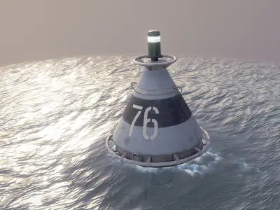 Buoy River RB-4-01 Left Turn Mark Low-poly 3D model