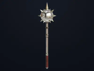 Silver Mace 01 All PBR Unity UE Textures Included  Low-poly 3D model