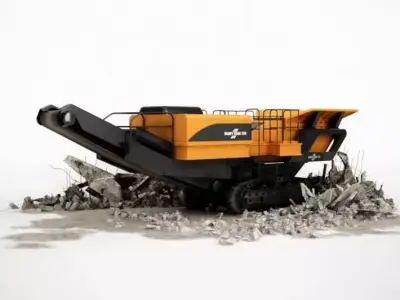 Truck  3 D Model With Conveyor Belt Shredder 3D model